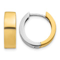 14k Two-tone Round Hinged Hoop Earrings