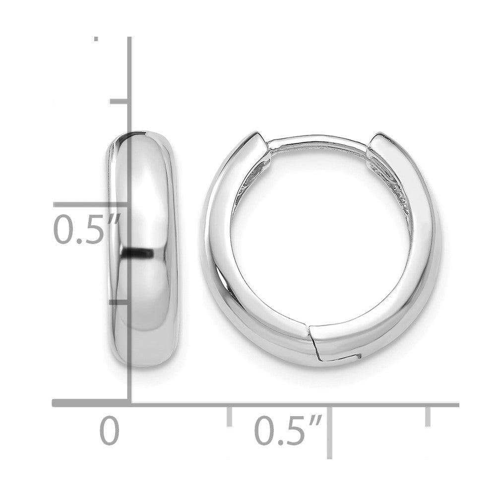 14k White Gold  Round Hinged Hoop Earrings