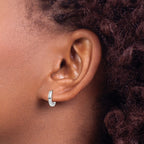 14k White Gold 1.8mm Round Hinged Hoop Earrings