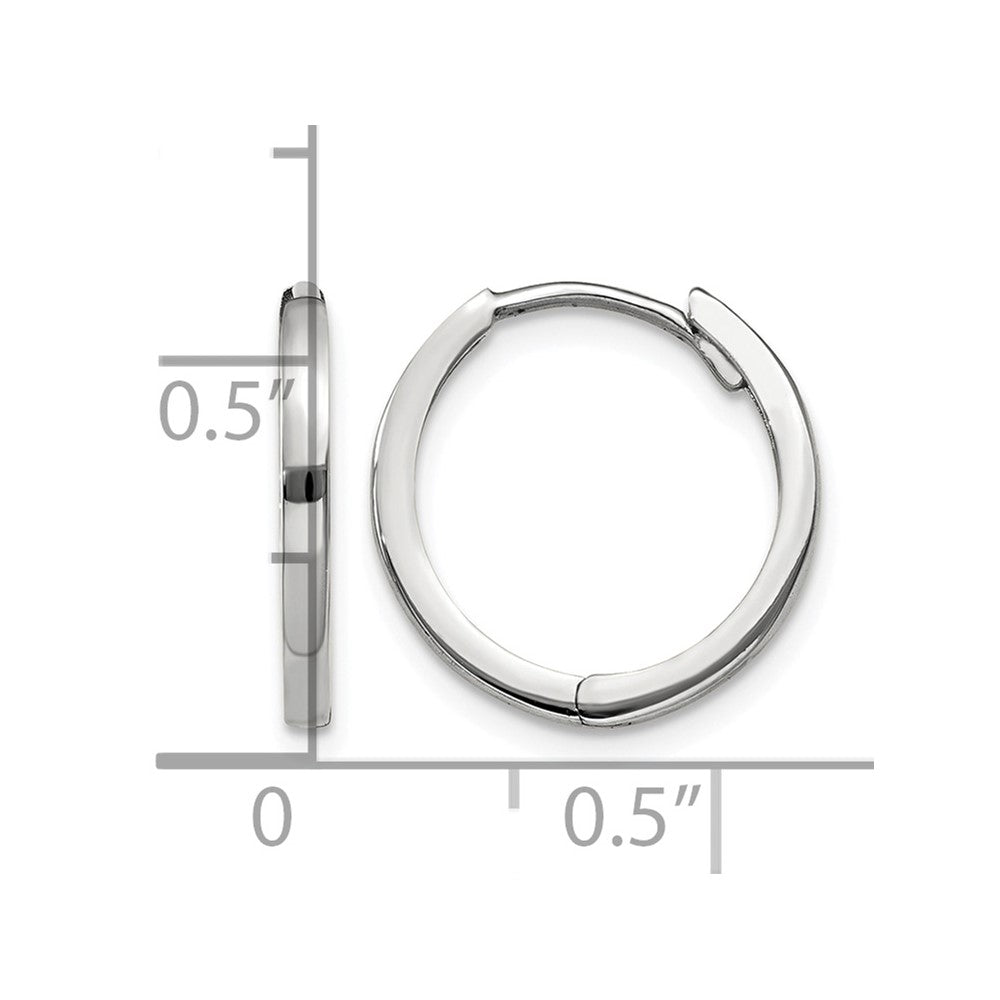 14k White Gold Round Hinged Earrings