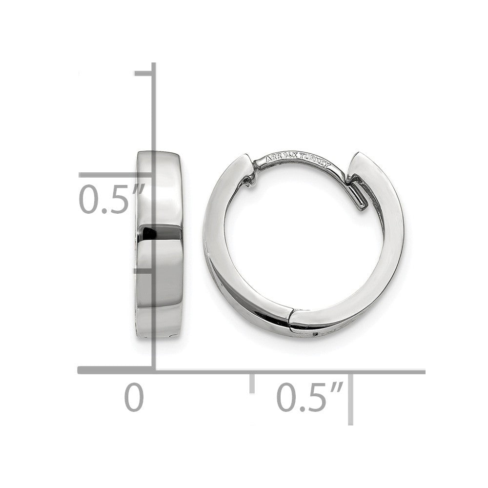 14k White Gold Round Hinged Hoop Earrings