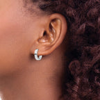 14k White Gold Round Hinged Earrings