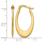 14K 1x26mm Polished Tapered Oval Hoop Earrings