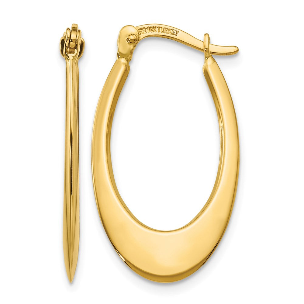 14K 1x26mm Polished Tapered Oval Hoop Earrings