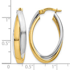14K Two-tone Oval Hoop Earrings