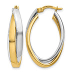 14K Two-tone Oval Hoop Earrings