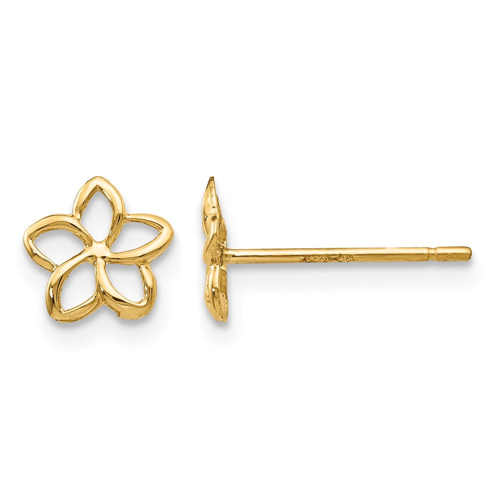 14k Cut-out Plumeria Post Earrings