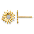14k and White Rhodium Daisy Post Earrings