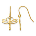 14k Polished Dragonfly Dangle French Hook Earrings