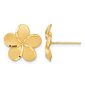 14k Satin Diamond-cut Plumeria Post Earrings
