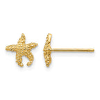 14K Polished and Textured Starfish Post Earrings
