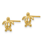 14k Peace Symbol Turtle Post Earrings