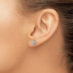 14k White Gold Peace Symbol Turtle Post Earrings