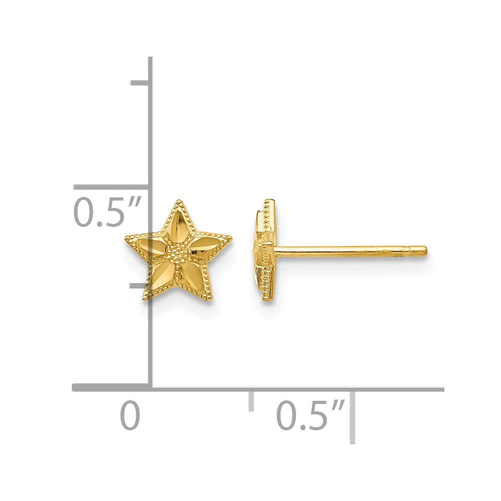 14k Polished Diamond-cut Star Post Earrings