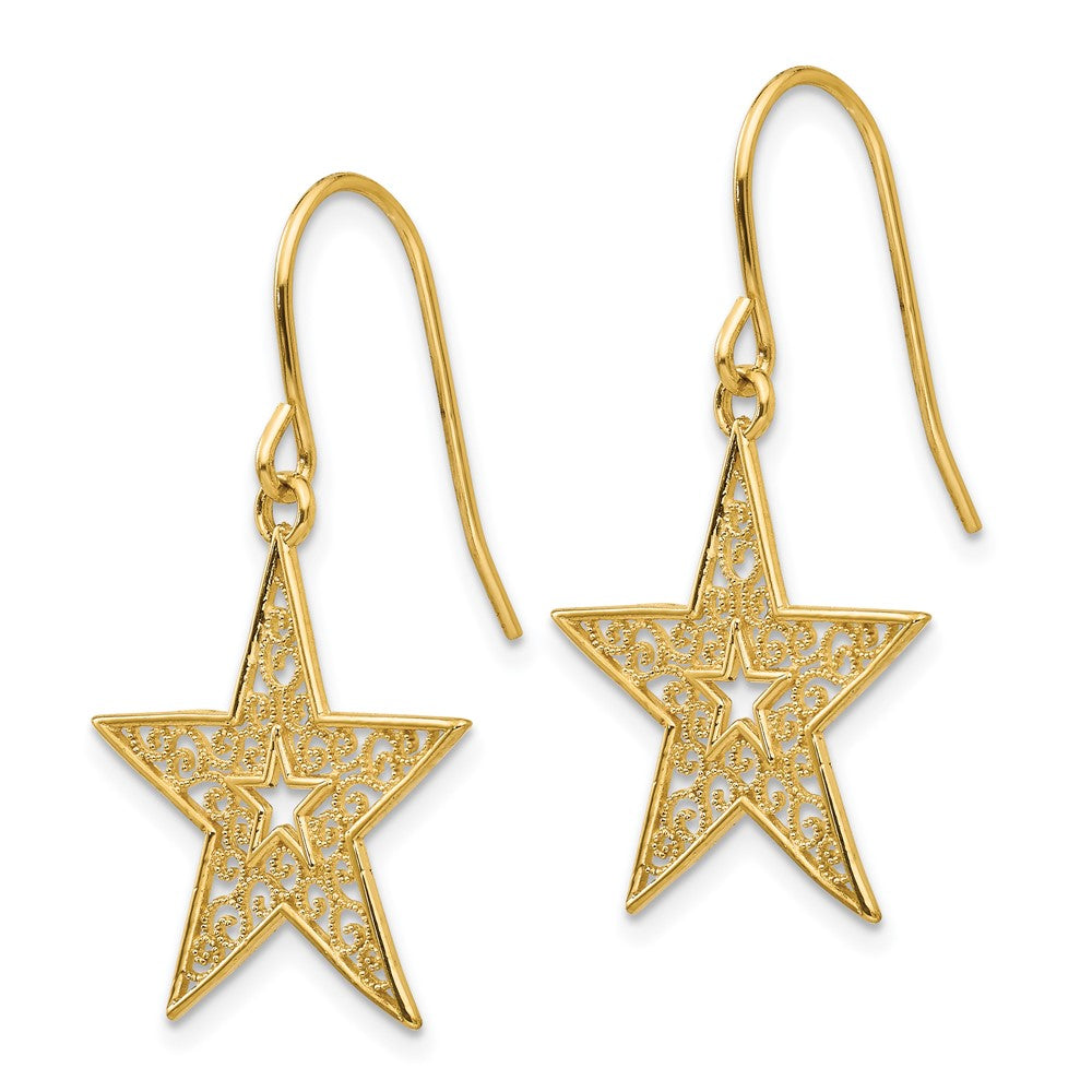 14k Filigree Star French Hook Earrings