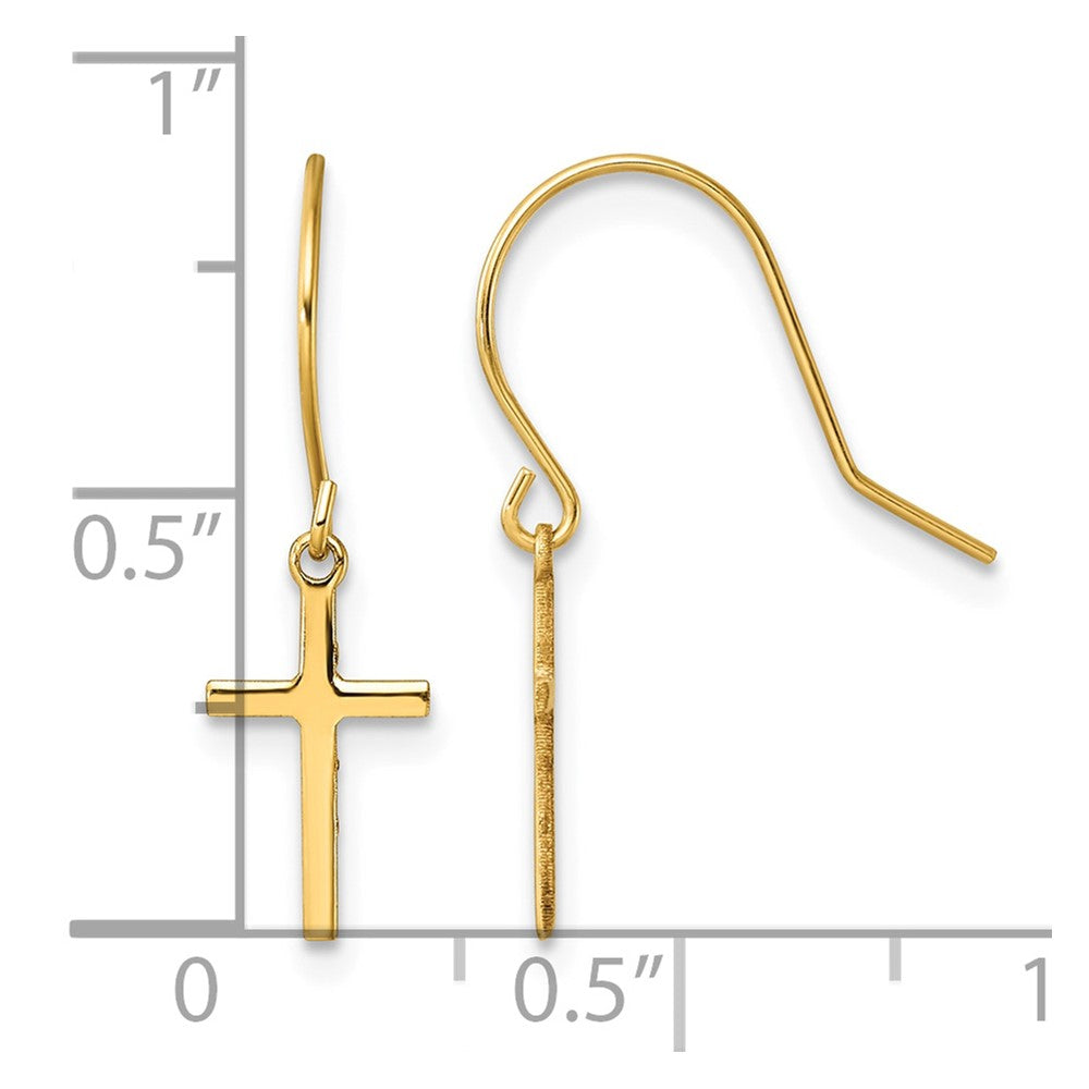 14k Cross Dangle French Hook Earrings