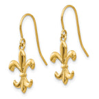 14k Polished Fleur de lis Dangle French Hook Earrings