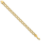 14k 8.5mm Solid Triple Link 7 inch Charm Bracelet