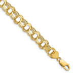 14k 9.5mm Solid Triple Link 7 inch Charm Bracelet