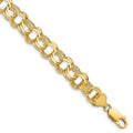14k 9.5mm Solid Triple Link 8 inch Charm Bracelet