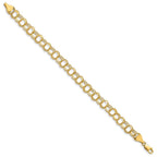 14k 7mm Solid Triple Link 7 inch Charm Bracelet