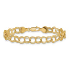14k 7mm Solid Triple Link 7 inch Charm Bracelet