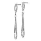 14k White Gold Diamond-cut Open Teardrop Dangle Post Earrings