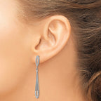 14k White Gold Diamond-cut Open Teardrop Dangle Post Earrings