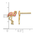 14k Pink Enameled Flamingo Post Earrings