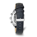 Mens Chisel Stainless Steel Black Leather Chronograph Watch