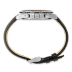 Mens Chisel Stainless Steel Black Leather Chronograph Watch