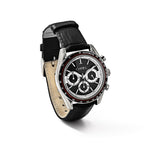 Mens Chisel Stainless Steel Black Leather Chronograph Watch