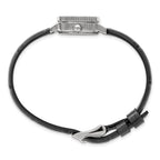 Ladies Chisel Stainless Steel Black Leather Strap Watch