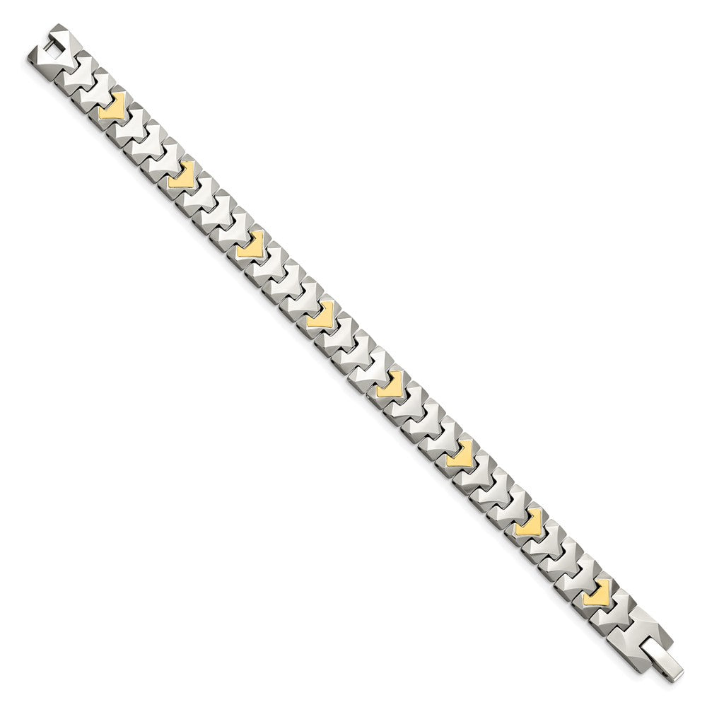 Tungsten w/10k Polished Chevron Style 8.25in Bracelet