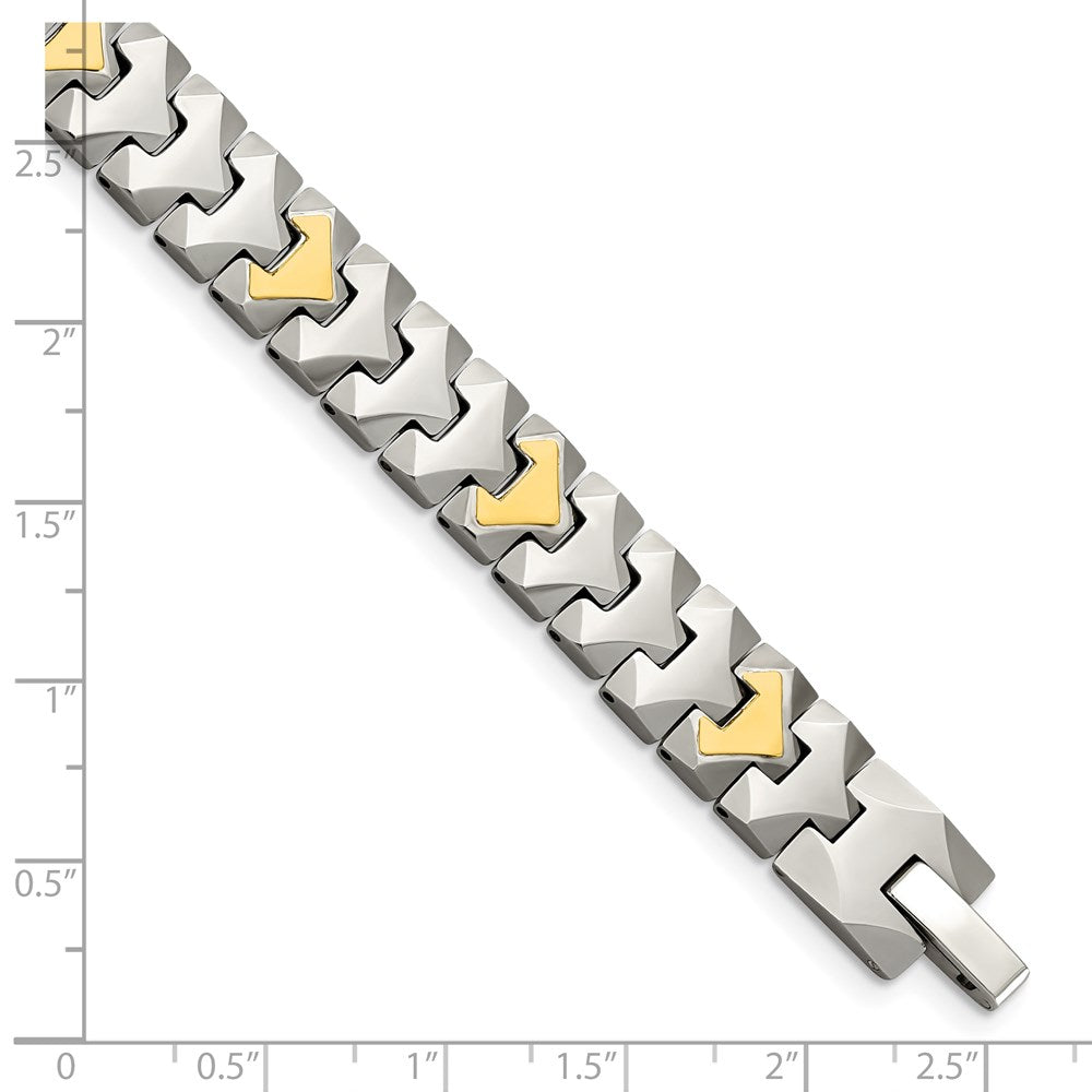 Tungsten w/10k Polished Chevron Style 8.25in Bracelet