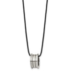 Tungsten Polished Leather Cord 18in Necklace