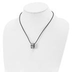 Tungsten Polished Leather Cord 18in Necklace