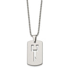 Chisel Tungsten Polished Dog Tag with Key Cut-out 22 inch Necklace