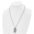 Chisel Tungsten Polished Dog Tag with Key Cut-out 22 inch Necklace