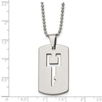 Chisel Tungsten Polished Dog Tag with Key Cut-out 22 inch Necklace