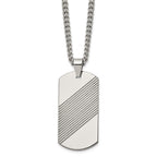 Chisel Tungsten Textured and Polished Dog Tag 24 inch Necklace