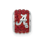 Sterling Silver Collegiate University of Alabama Red Crystal Bead