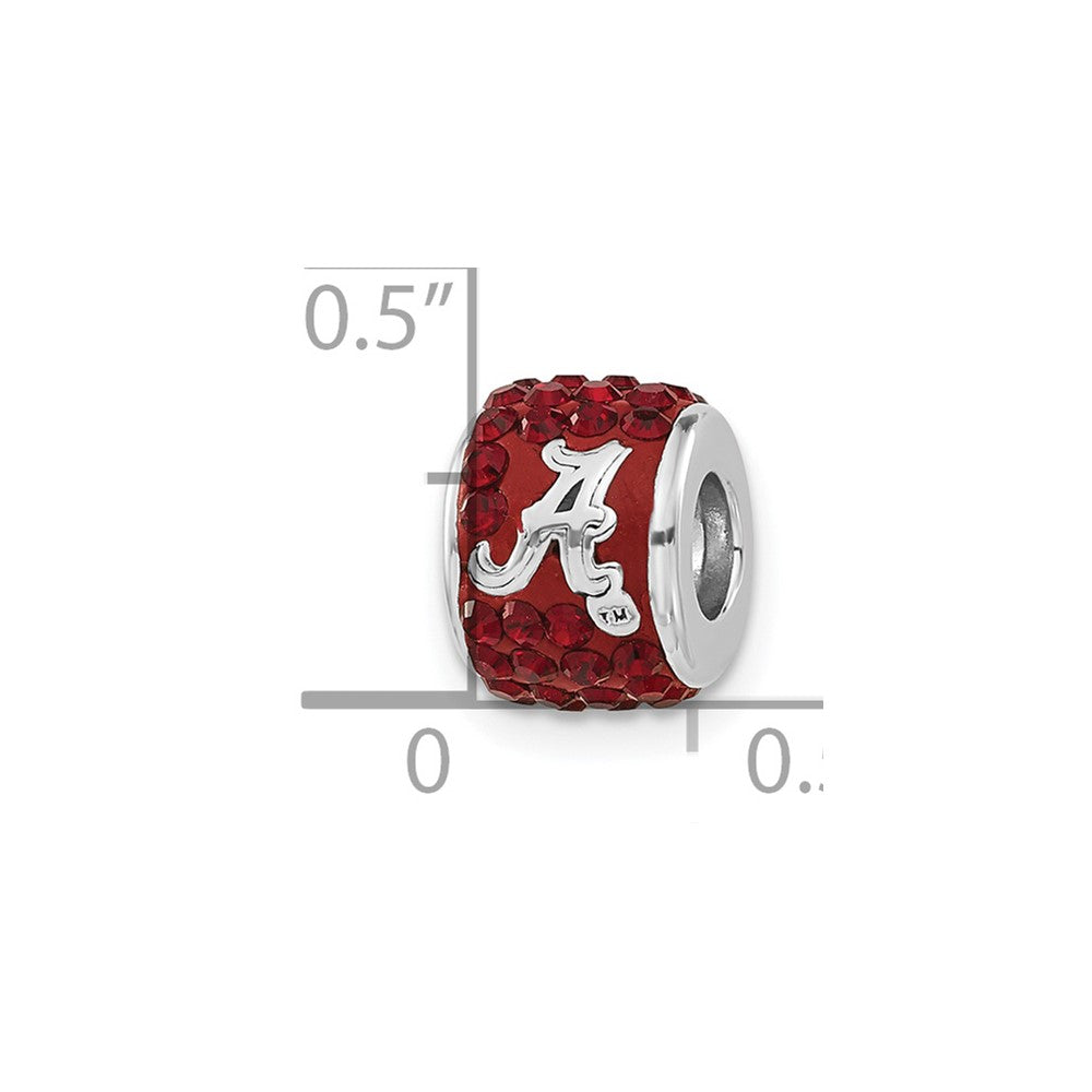 Sterling Silver Collegiate University of Alabama Red Crystal Bead