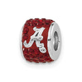 Sterling Silver Collegiate University of Alabama Red Crystal Bead