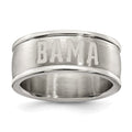 UNIV OF ALABAMA STAINLESS STEEL LOGO BAND RING SIZE 9