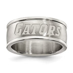 UNIV OF FLORIDA STAINLESS STEEL LOGO BAND RING SIZE 7