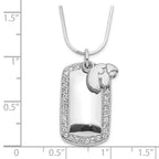 Sterling Silver University of Iowa Polished Logo CZ Dogtag Necklace