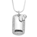 Sterling Silver University of Iowa Polished Logo CZ Dogtag Necklace