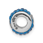 Sterling Silver University of Kentucky Polished Blue Crystal Bead Charm