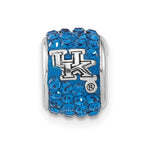 Sterling Silver University of Kentucky Polished Blue Crystal Bead Charm